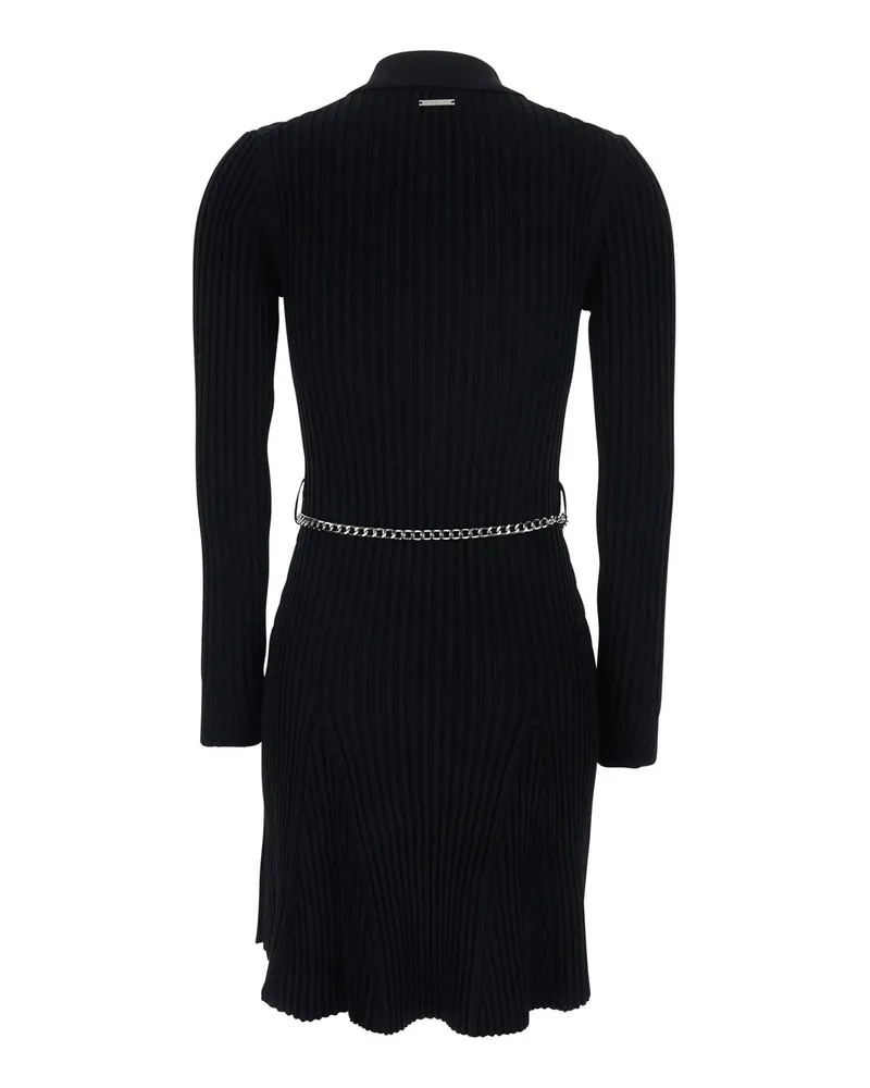 Michael Kors Women's Flared Dress With Polo Collar, Black Viscose Recycled Black