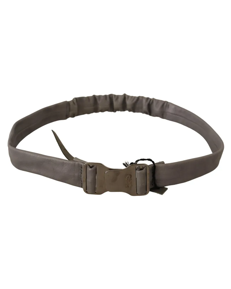 CoSTUME NATIONAL Women's Gray Leather Silver Buckle Waist Belt Gray