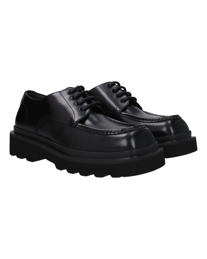 Dolce & Gabbana Men's Black Leather Oxfords And Derbies Shoe Black
