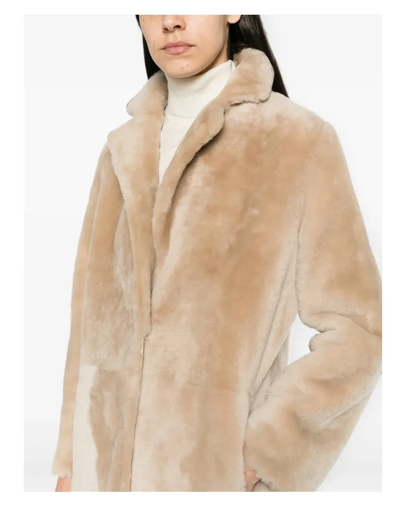 Yves Salomon Shearling Coat — Beige Beige