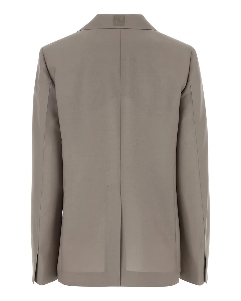 Fendi Women's Single-Breasted Wool Blend Blazer Gray Blazers Gray