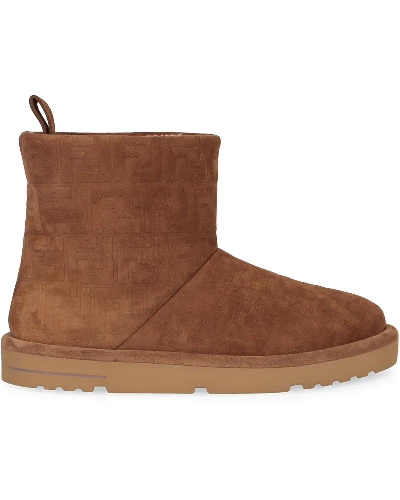 Fendi Men's Ankle Boots Tobacco Suede Calfskin Brown