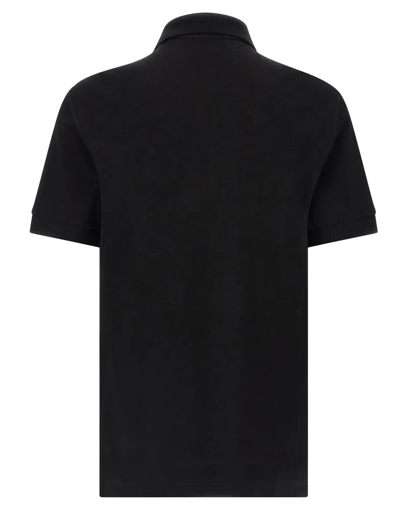 Dolce & Gabbana Logo Plate Piqué Cotton Polo Shirt — Black Black