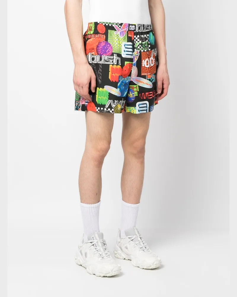 AMBUSH All-Over Graphic Print Shorts — Black Black