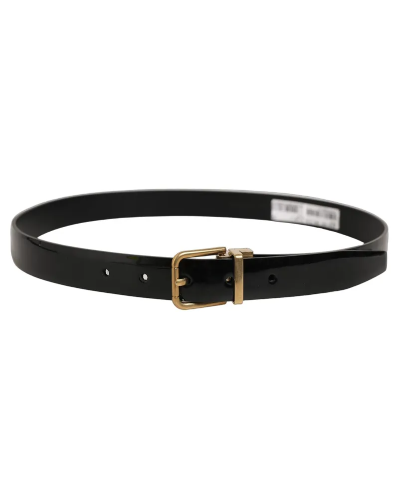Dolce & Gabbana Glossy Leather Belt — Black Black