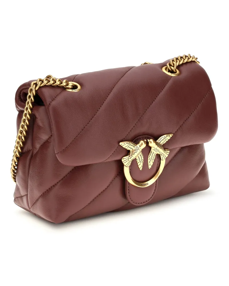 Pinko Women's Love Mini Puff Shoulder Bag Ribes Intenso-Antique Gold Calf Leather Bos Taurus Brown
