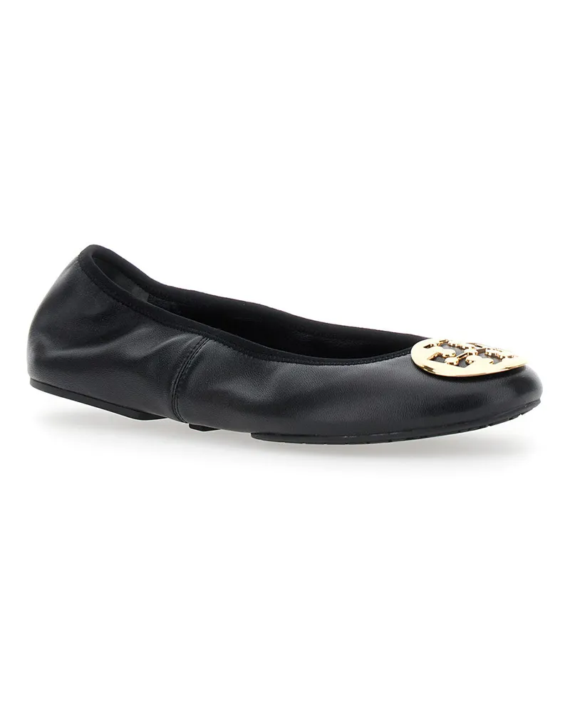 Tory Burch Women's Ballet Shoes Tory Black Leather Ovine Ballerina Black