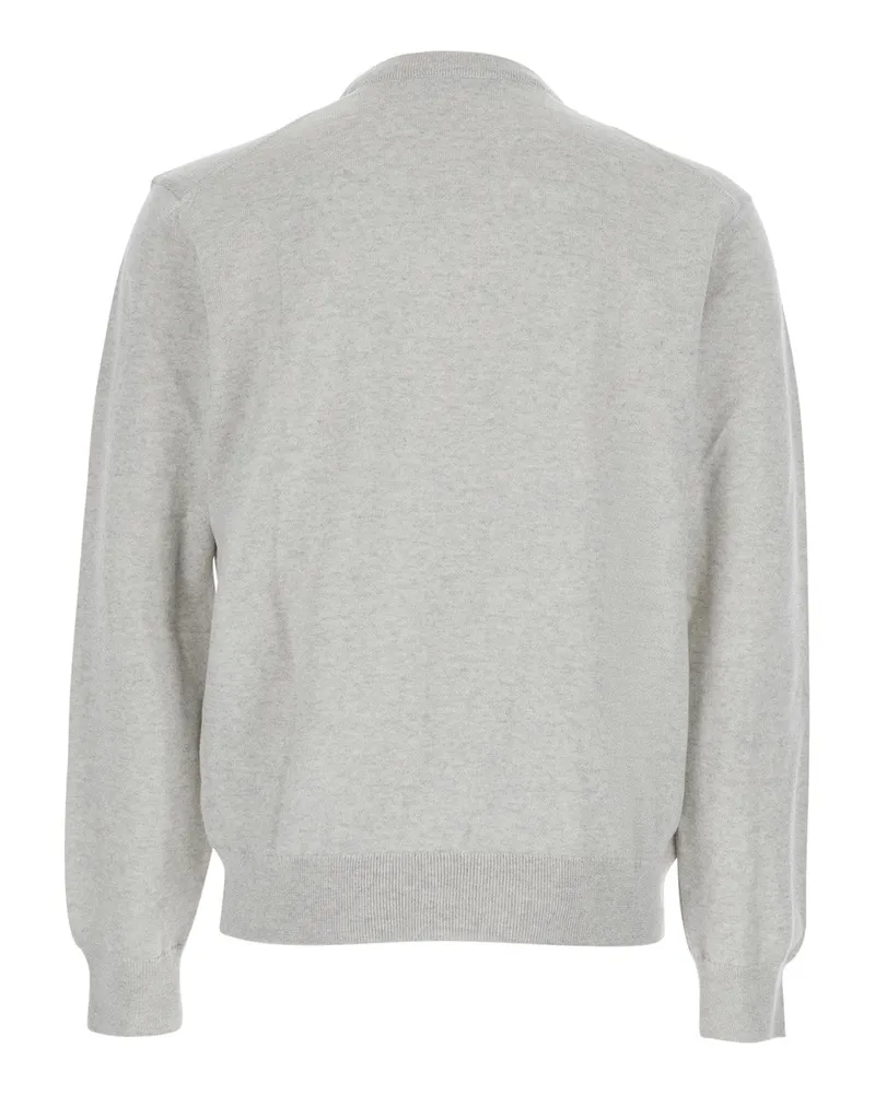 Kitsuné Fox-Patch Merino Wool Sweater — Gray Gray
