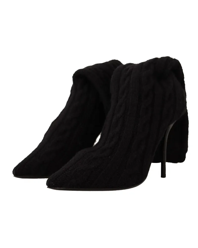 Dolce & Gabbana Women's Black Stretch Socks Knee High Booties Shoes Fabric Black
