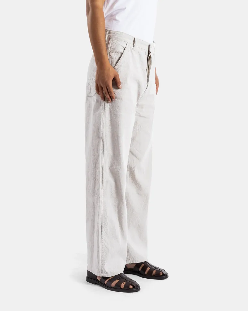 Taiga Takahashi Men's Wide Ivory Denim Painter Pants Beige Trousers Beige