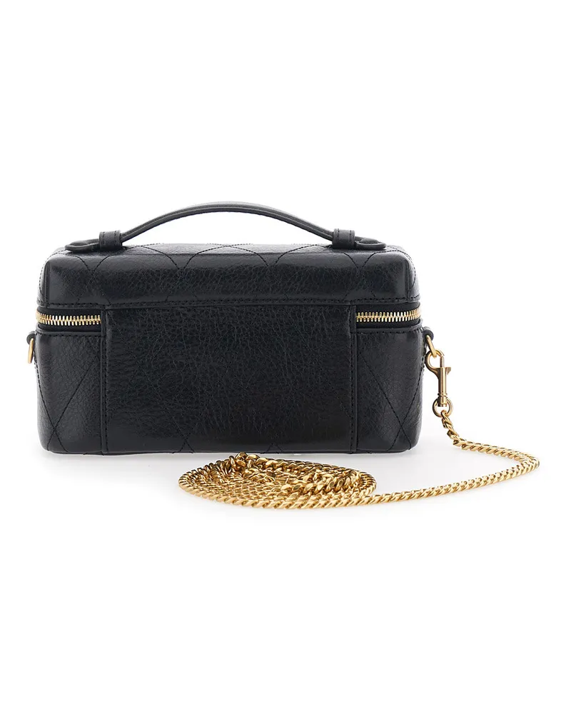 Tory Burch Women's Vanity Case Charlie Quilted Black Leather Cow Shoulder Bags Black