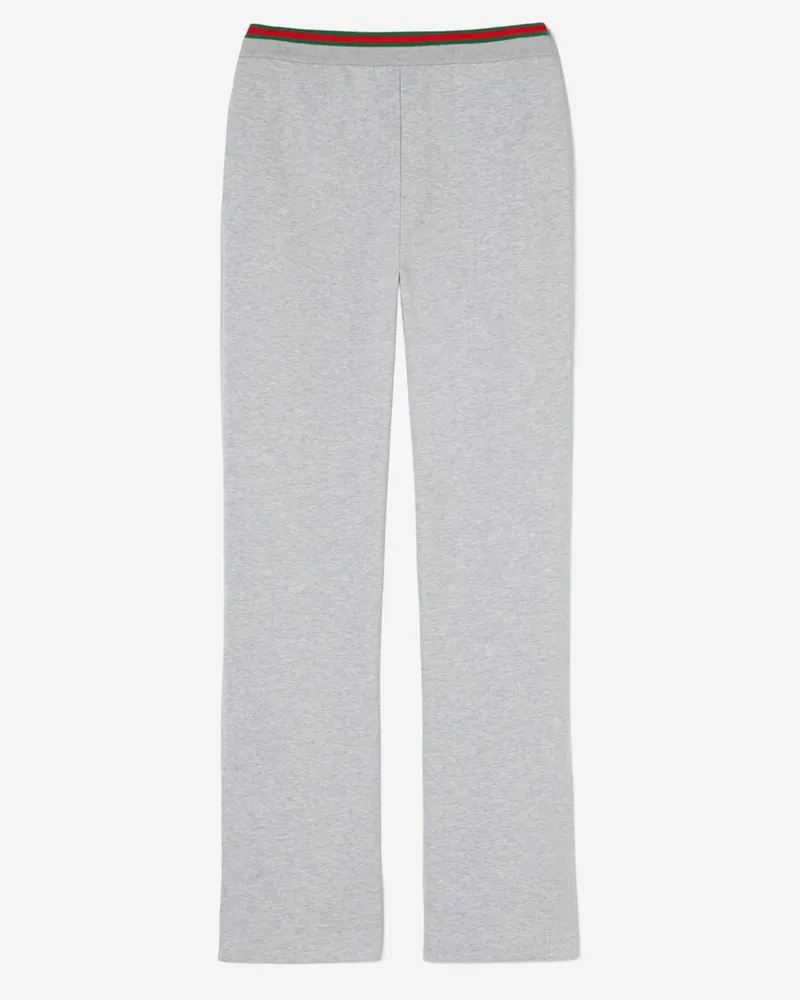 Gucci Women's Cotton Jersey Leisure Trousers With Web Light Grey Gray