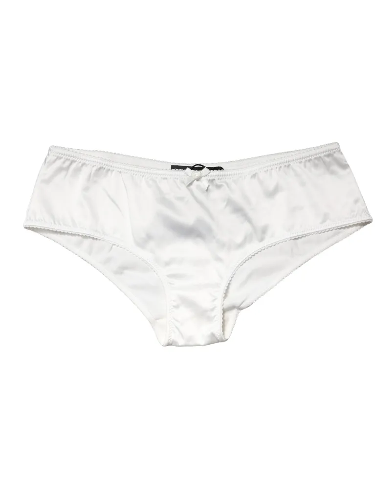 Dolce & Gabbana Women White Silk Stretch Mid Waist Brief Panty Underwear Elastane Clothing White