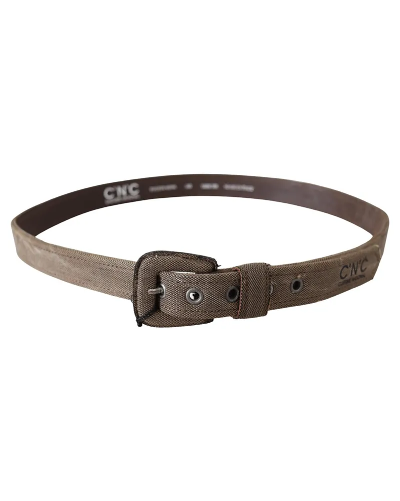 CoSTUME NATIONAL Men's Brown Leather Logo Buckle Waist Belt Brown