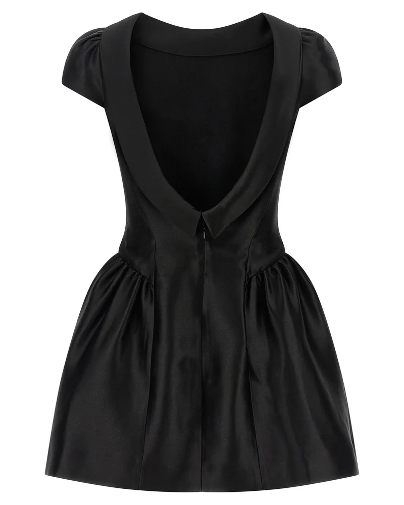 Self-Portrait Collared Taffeta Mini Dress — Black Black
