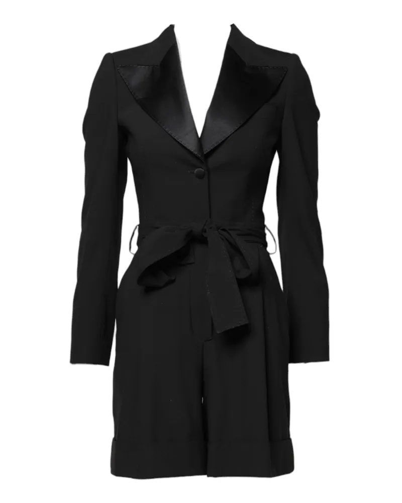 Dolce & Gabbana Black Wool Jumpsuit Dress Women Coat Jacket Black