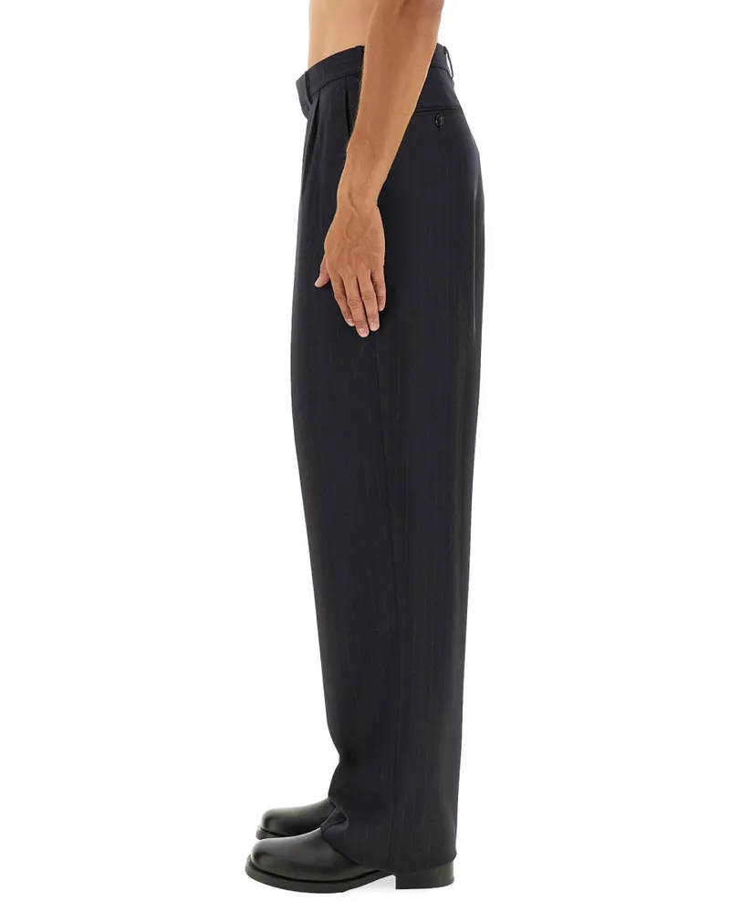 Tom Ford Pinstripe Wool Trousers — Blue Blue