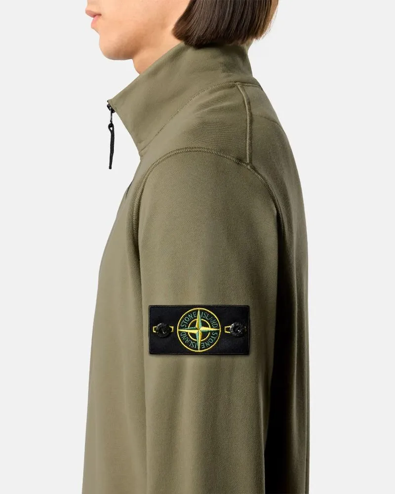 Stone Island Half-Zip Cotton Sweatshirt — Khaki Khaki