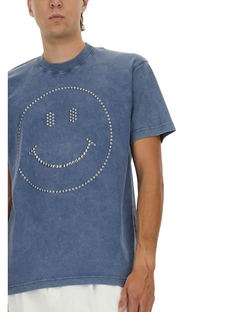 Moschino Heavy Cotton with Smiley Motif T-Shirt — Blue Blue