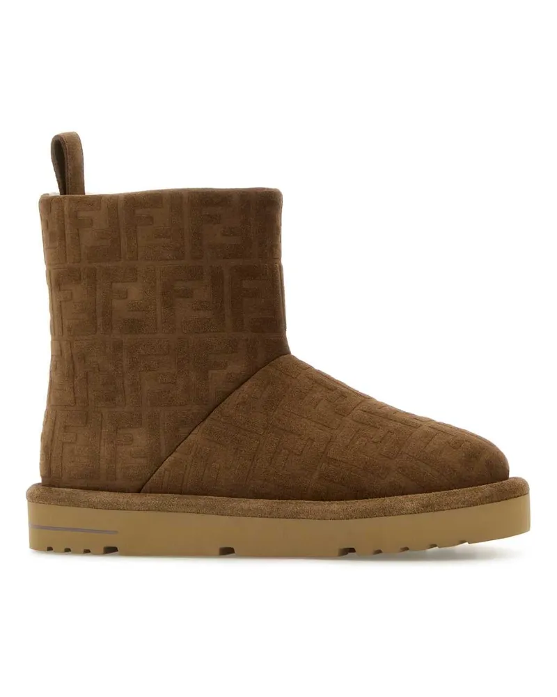 Fendi Men's Brown Suede Ankle Boots Stivali Brown