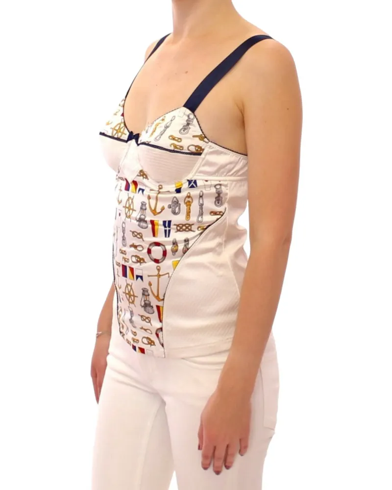 Dolce & Gabbana Women's White Sailor Motive Tank Top Polyester White