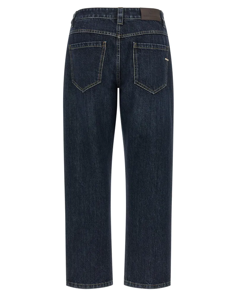 Brunello Cucinelli Women's Blue Cotton Straight-Leg Jeans Clothing Blue