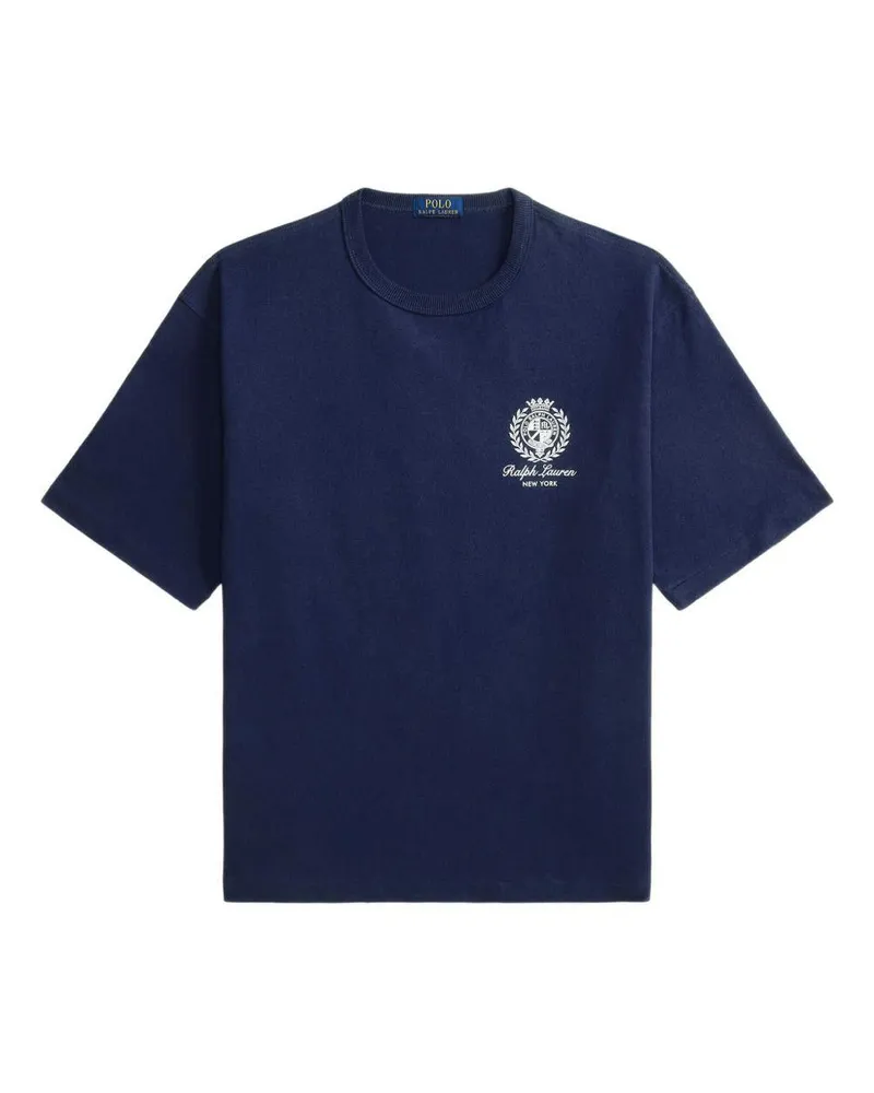 Ralph Lauren Logo-Embroidered Crewneck T-Shirt — Navy 