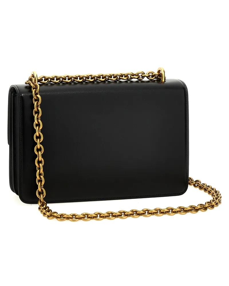 Valentino Garavani VLogo Leather Shoulder Bag — Black Black