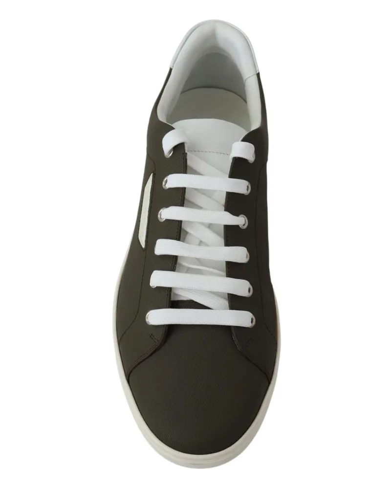 Dolce & Gabbana Men's White Green Leather Low Top Sneakers Shoes White