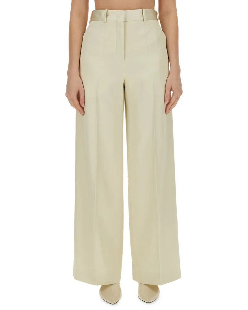 Jil Sander Viscose Silk Blend Trousers — Ivory Ivory