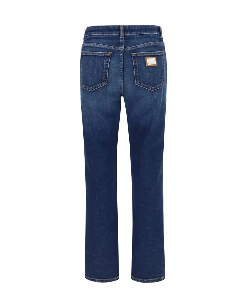 Dolce & Gabbana Women's Blue Cotton Straight-Leg Jeans Clothing Blue
