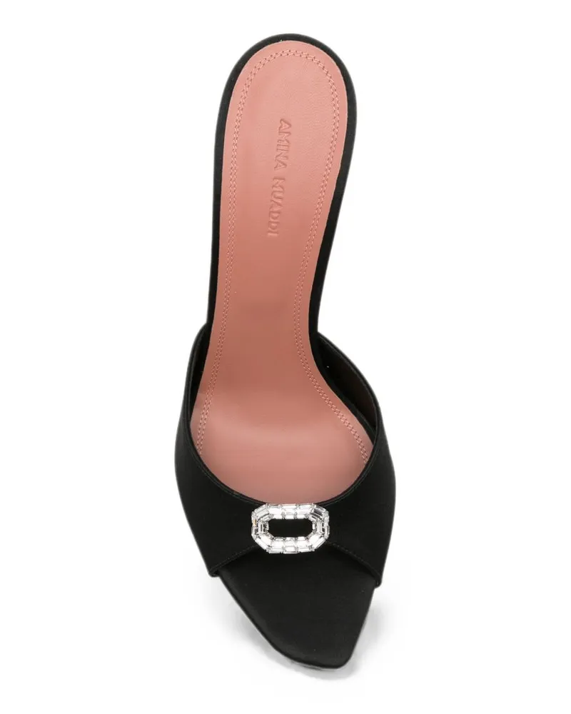 Amina Muaddi Suede High Heel Mule — Black Black