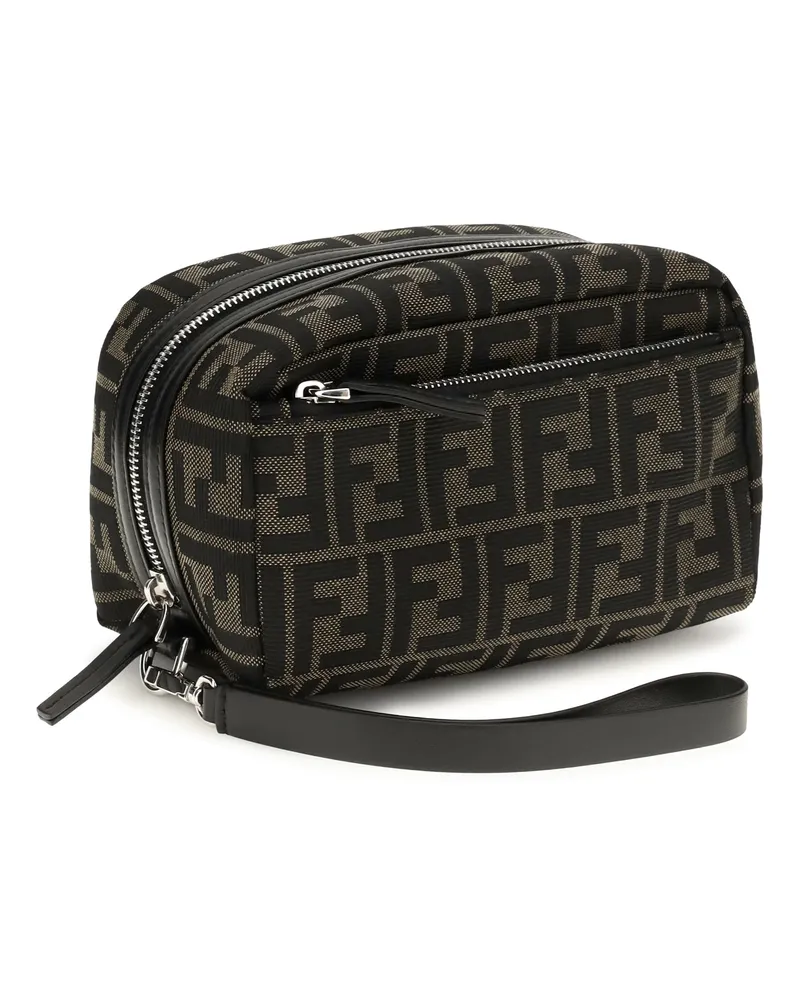 Fendi Men's Ff Jacquard Beauty Case Tab.mr+nero Polyester; Cotton Cases Black