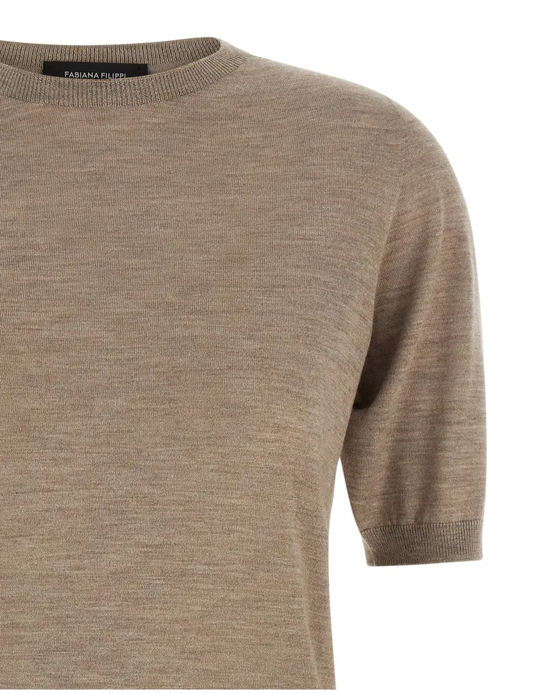 Fabiana Filippi Cashmere and Silk Sweater — taupe Taupe