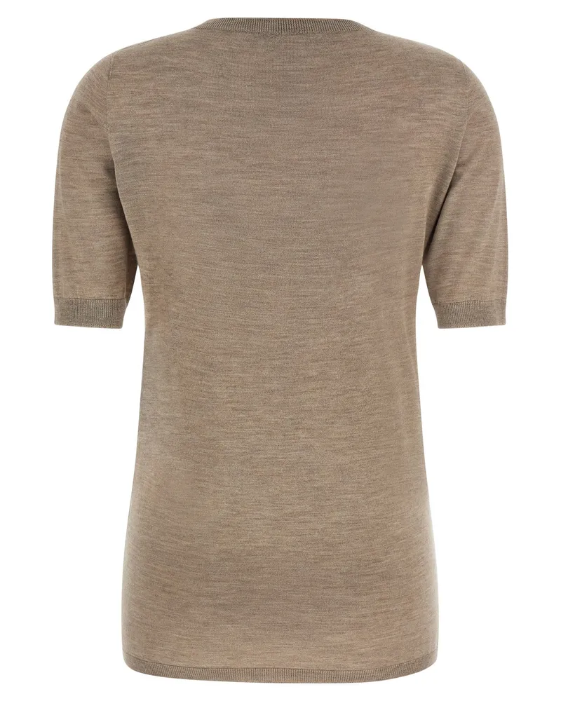 Fabiana Filippi Cashmere and Silk Sweater — taupe Taupe