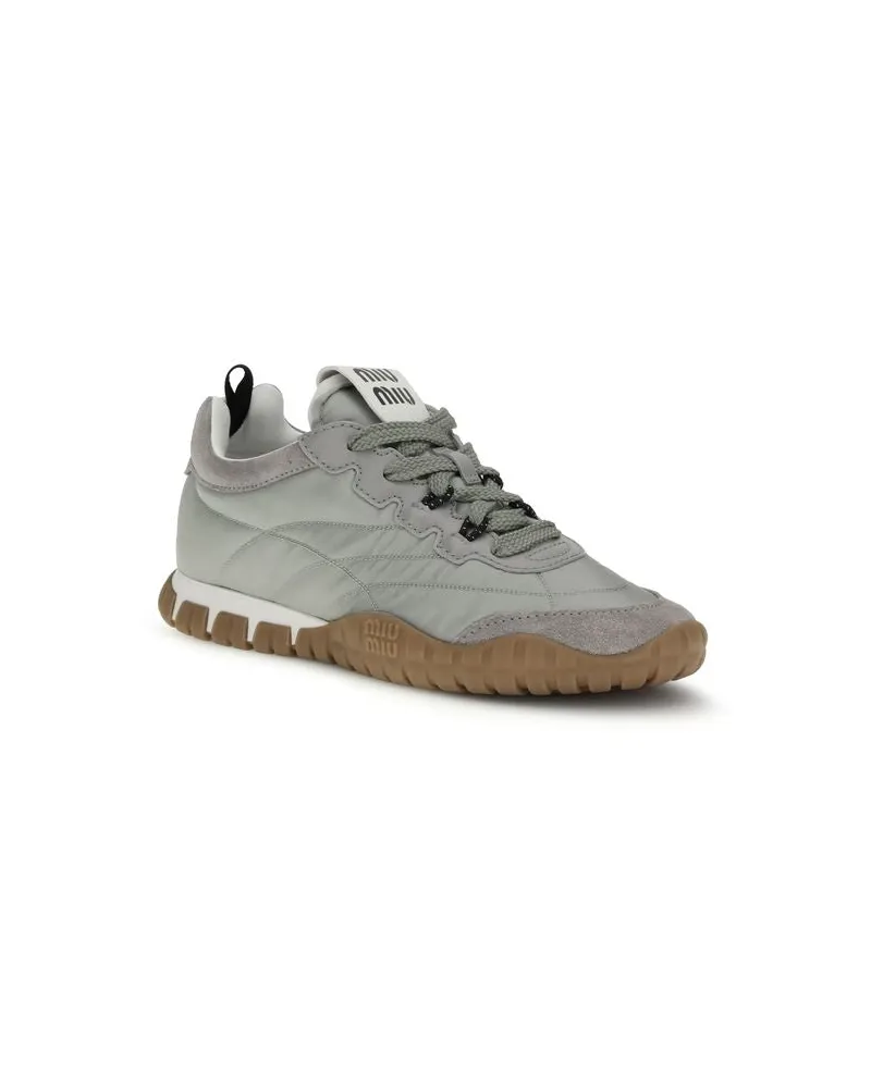 Miu Miu Women's Gray Recycled Polyamide Athletic Sneakers Gray