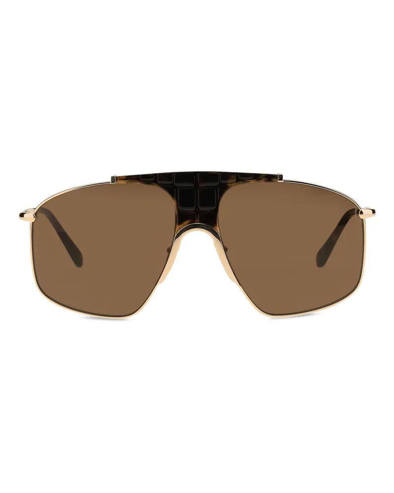 Alaïa Women's Sunglasses Square Aviator Brown Metal Fibers Wallets & Purses Brown