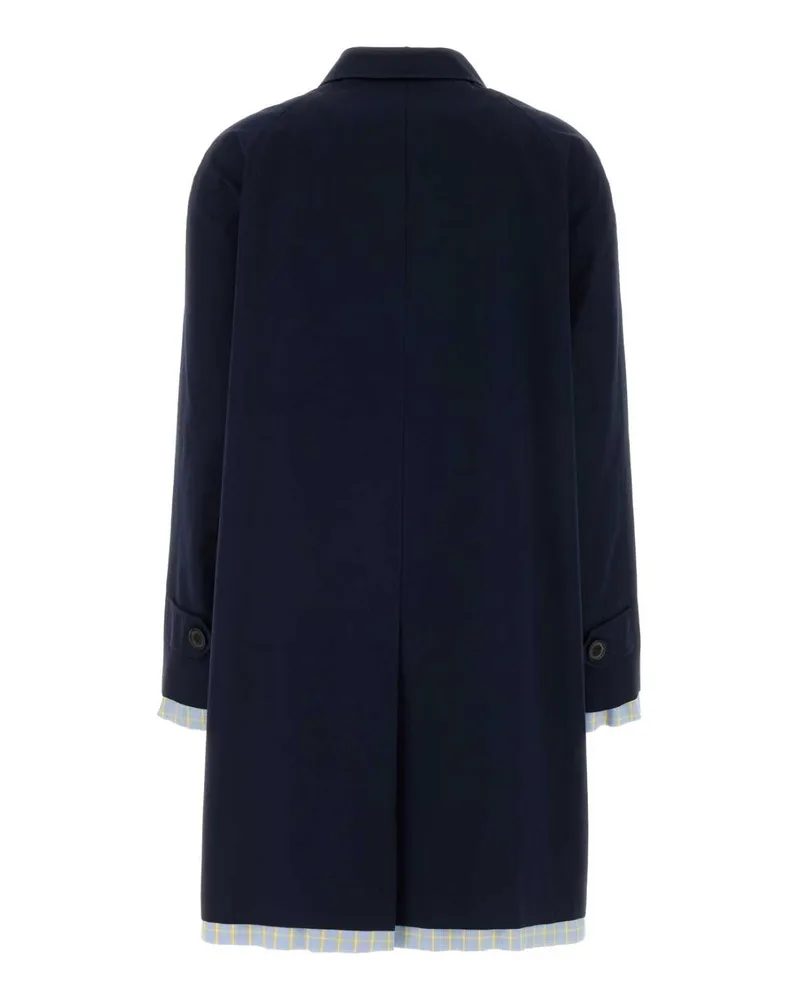 Miu Miu Women's Dark Blue Poplin Trench Overcoat Royal Exterior: Cotton Cappotti Navy