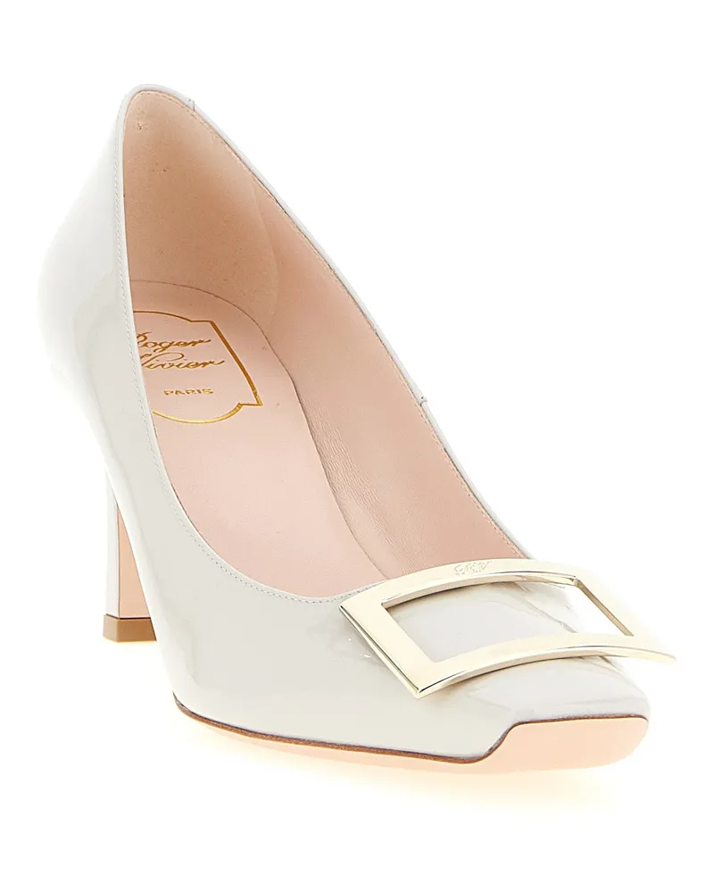 Roger Vivier Women's Gray Calfskin Mid Heel Pumps Gray