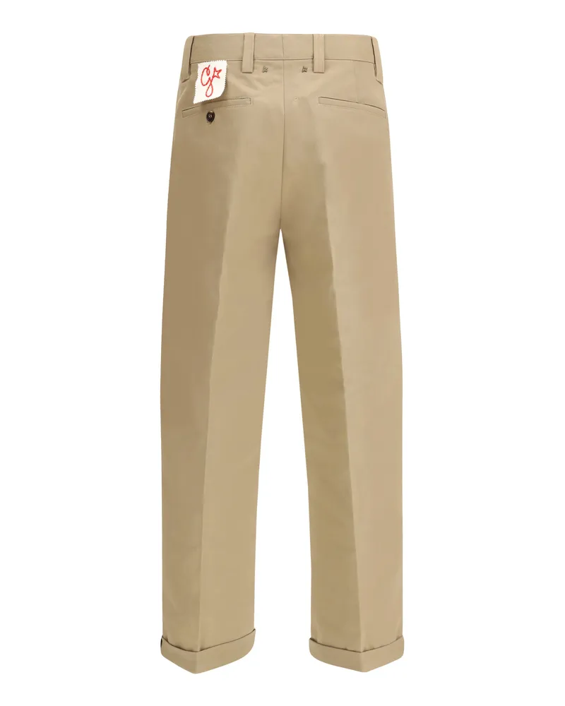 Golden Goose Straight-Leg Cotton Blend Chino Pants — Beige Beige