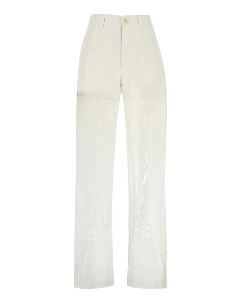 Marine Serre Women's Household Trousers White Cotton White