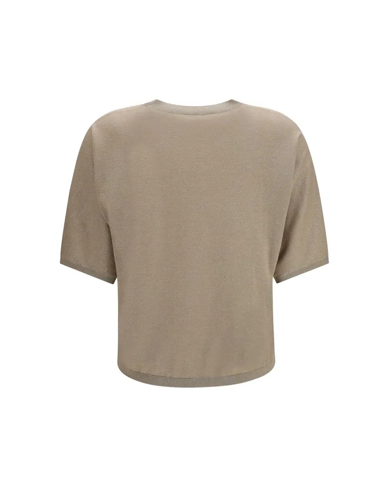 Brunello Cucinelli Cashmere and Silk Blend T-Shirt — Beige Beige