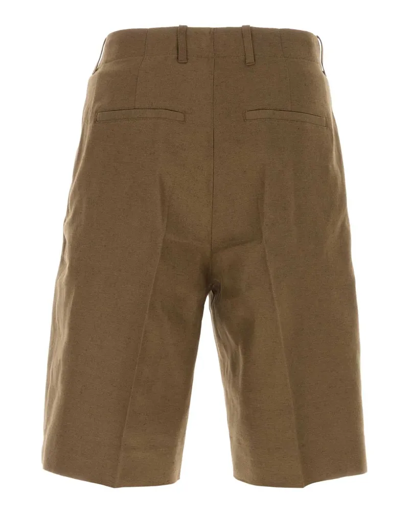 Our Legacy Men's Brown Cotton Blend Bermuda Shorts Tobaccodrapingcanvas Exterior: Hemp Brown