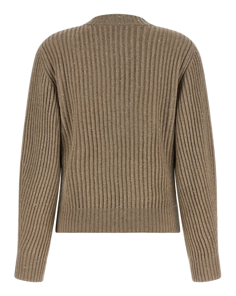 Brunello Cucinelli Sparkling Cashmere-Wool Blend Sweater — beige Beige