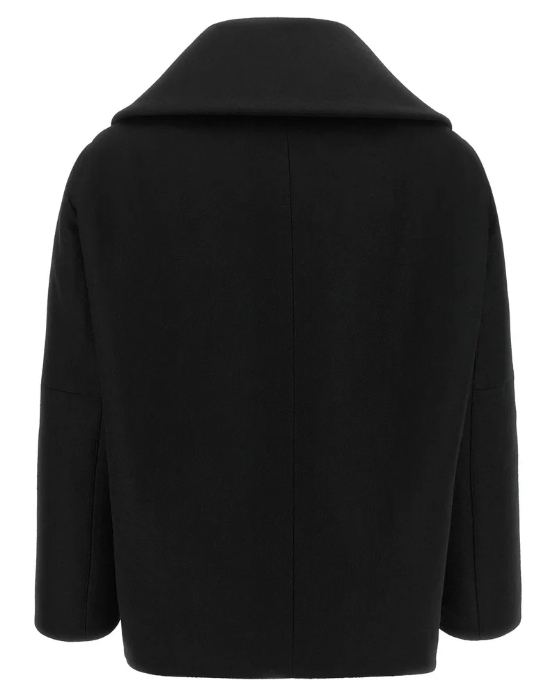 Balenciaga Asymmetrical Neck Virgin Wool Coat — Black Black