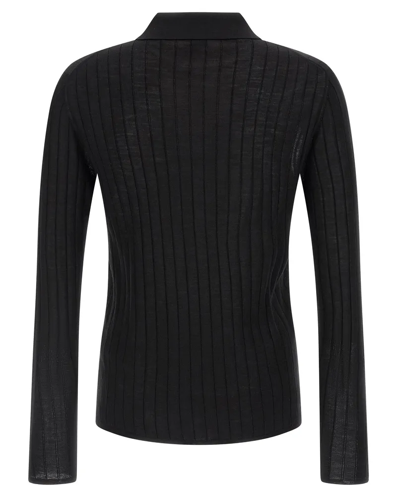 Saint Laurent Men's Black Wool Polo Shirt Black