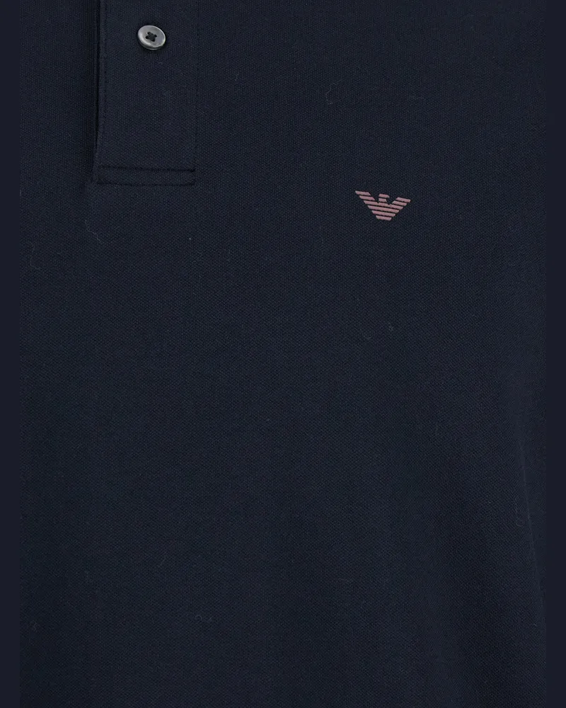 Emporio Armani Men's Long Sleeve Polo Shirt Blue Cotton T-Shirts And Polos Navy