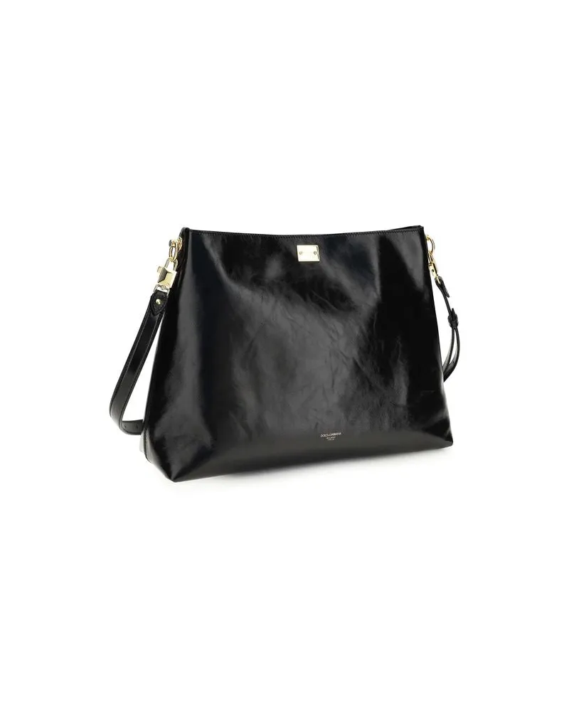 Dolce & Gabbana Women's Black Calf Leather Bos Taurus Shoulder Bag Black