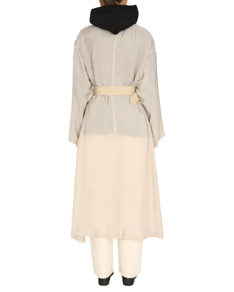 Maison Margiela Two-Material Cotton Blend Trench Coat — Beige Beige