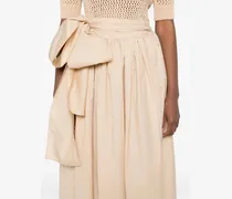 Pleated Midi Skirt — Beige